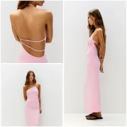 Vestido midi asimétrico fruncido