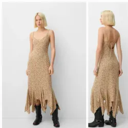 Vestido midi caqui