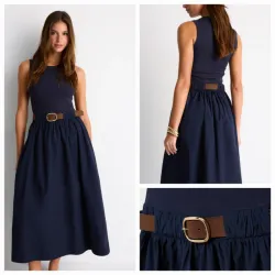 Vestido midi cinturon