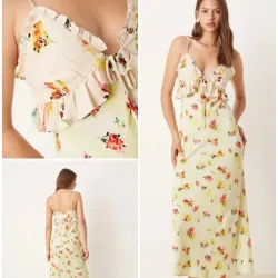Vestido midi con detalle de volantes