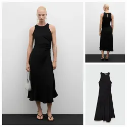 Vestido midi detalle drapeado