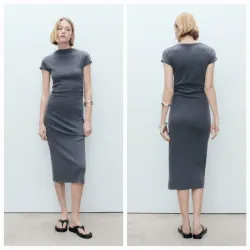 Vestido midi detalle drapeado