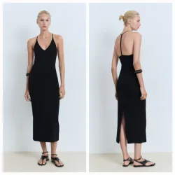 Vestido midi escote espalda negro