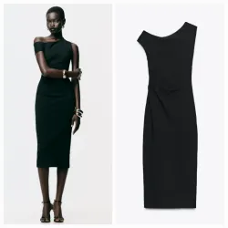 Vestido midi frunces