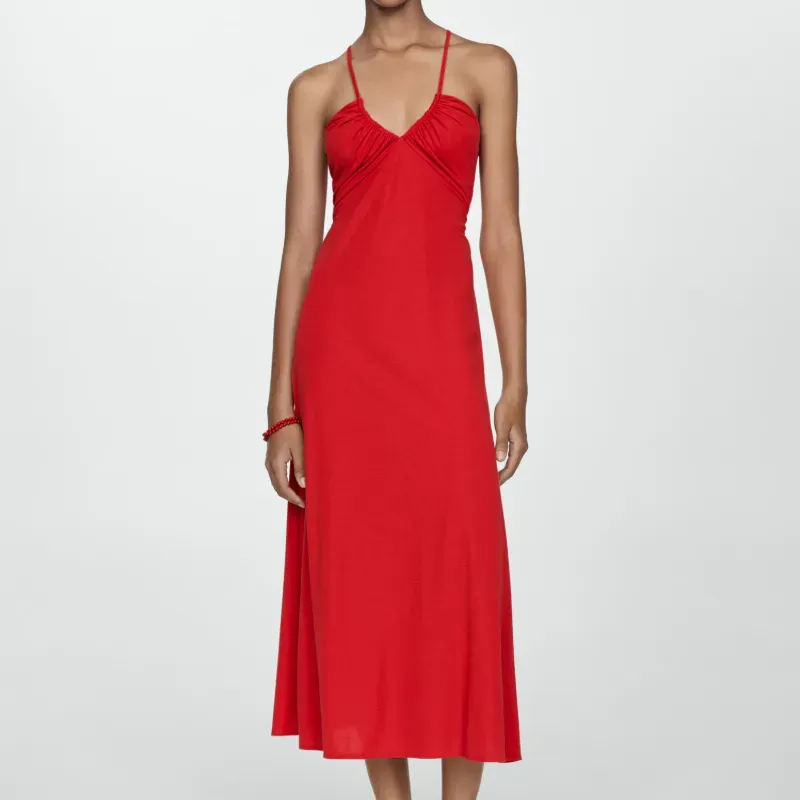 Vestido midi fruncido