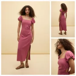 Vestido midi rosado