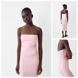Vestido midi rosado