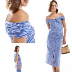 Vestido rayas hombros descubiertos
