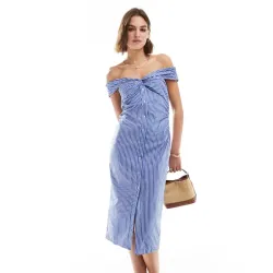 Vestido rayas hombros descubiertos