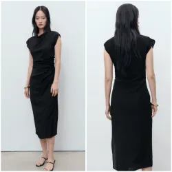 Vestido recto drapeado