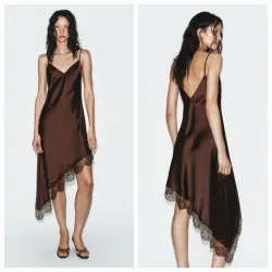 Vestido satinado encaje