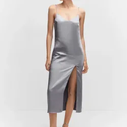 Vestido satinado gris