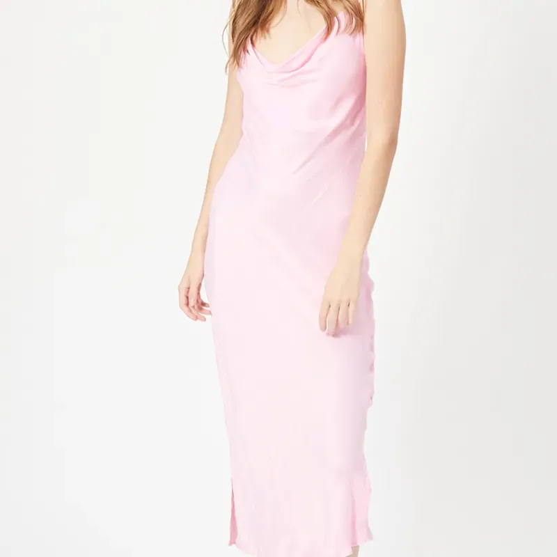 Vestido midi rosa
