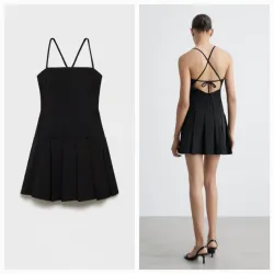 Vestido tablas espalda cruzada