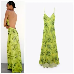 Vestido verde espalda afuera