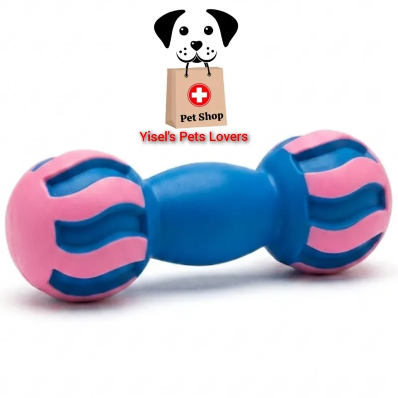 Juguete para perros, juguete en forma de pesa, juguete chillón para perros en forma de hueso
