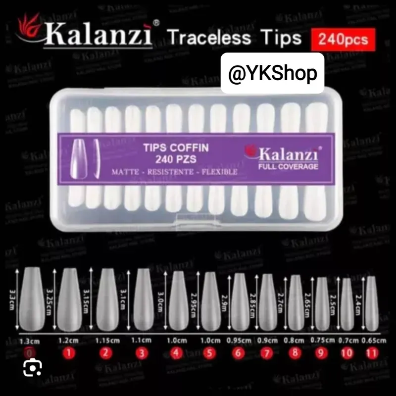 Caja de 240 uñas soff gel coffin (kalanzi)