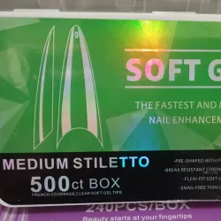 Caja de 500 uñas stileto soff gel 