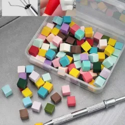 Caja con Juego de gancho metálico con esponjas para difuminar