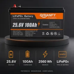 Batería QIDIANFY LiFePO4 de 25.6V 100Ah