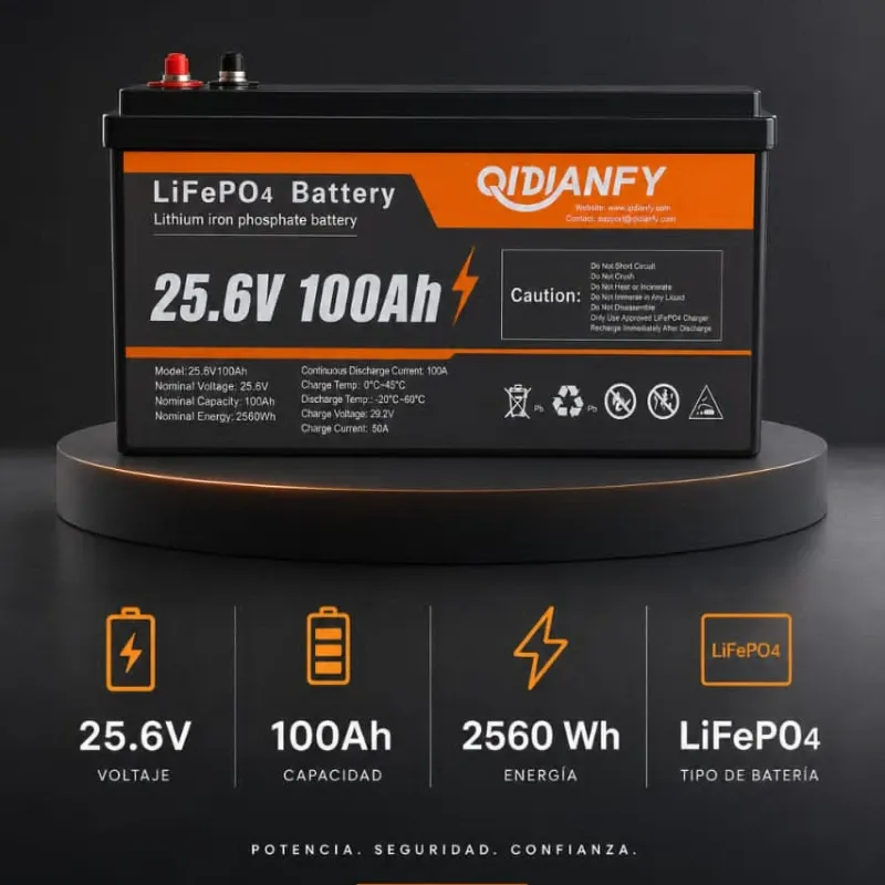 Batería QIDIANFY LiFePO4 de 25.6V 100Ah