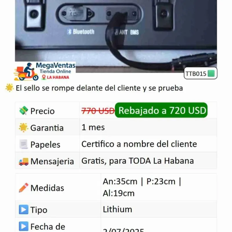 Bateria Tomaq Bryderk New Edition 72V - 45Ah