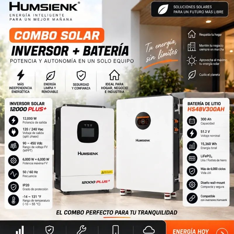 Combo Humsienk de Inversor 12kW + Batería 15kWh