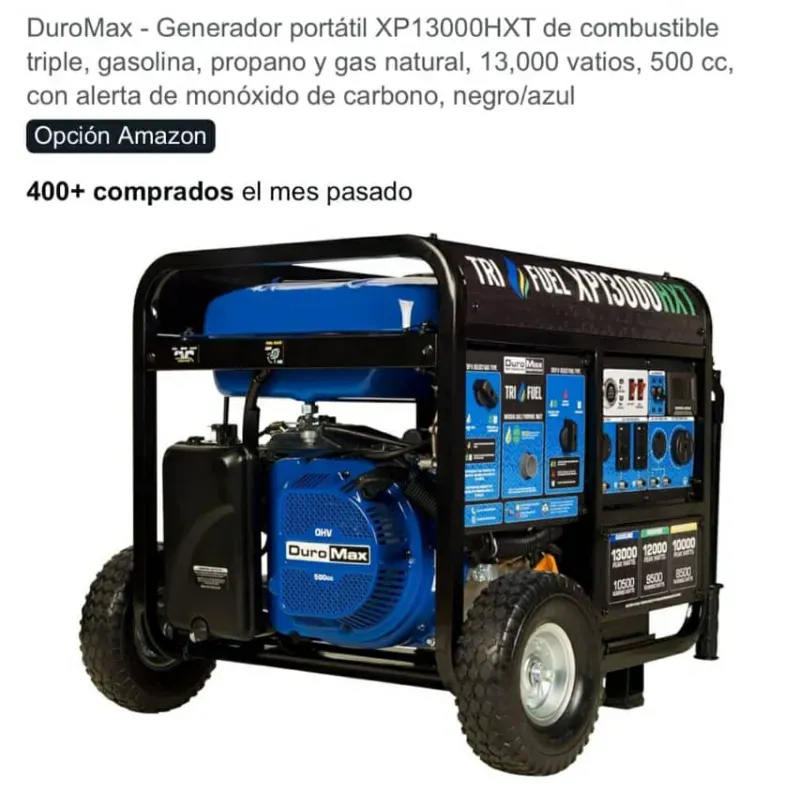 Generador DuroMax de 13000 W  TRIFUEL 