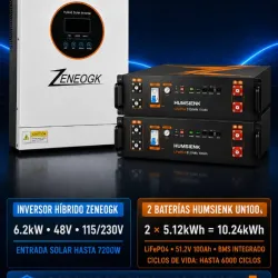 Inversor hibrido de 6.2kW + 2 batería 5.12kWh