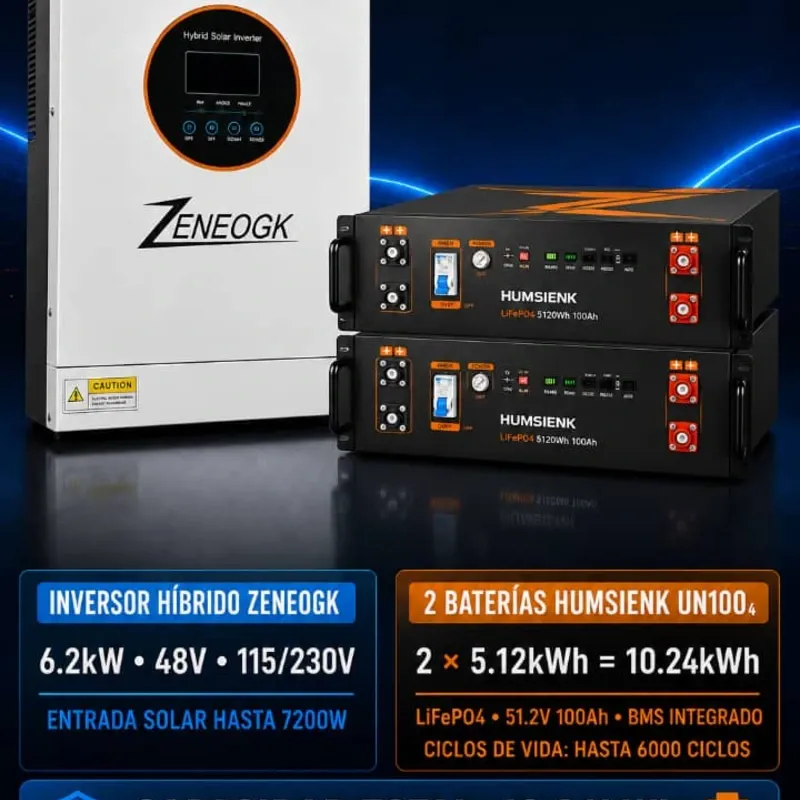 Inversor hibrido de 6.2kW + 2 batería 5.12kWh
