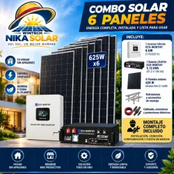 Inversor híbrido ECO-WORTHY de 6 kW + batería  5.12 kWh + 6 paneles 625 W