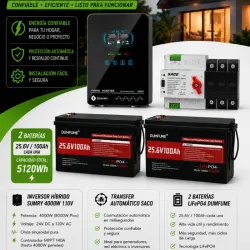 Inversor SUMRY 4000W + 2 Batería de 25.6V x 100 Ah