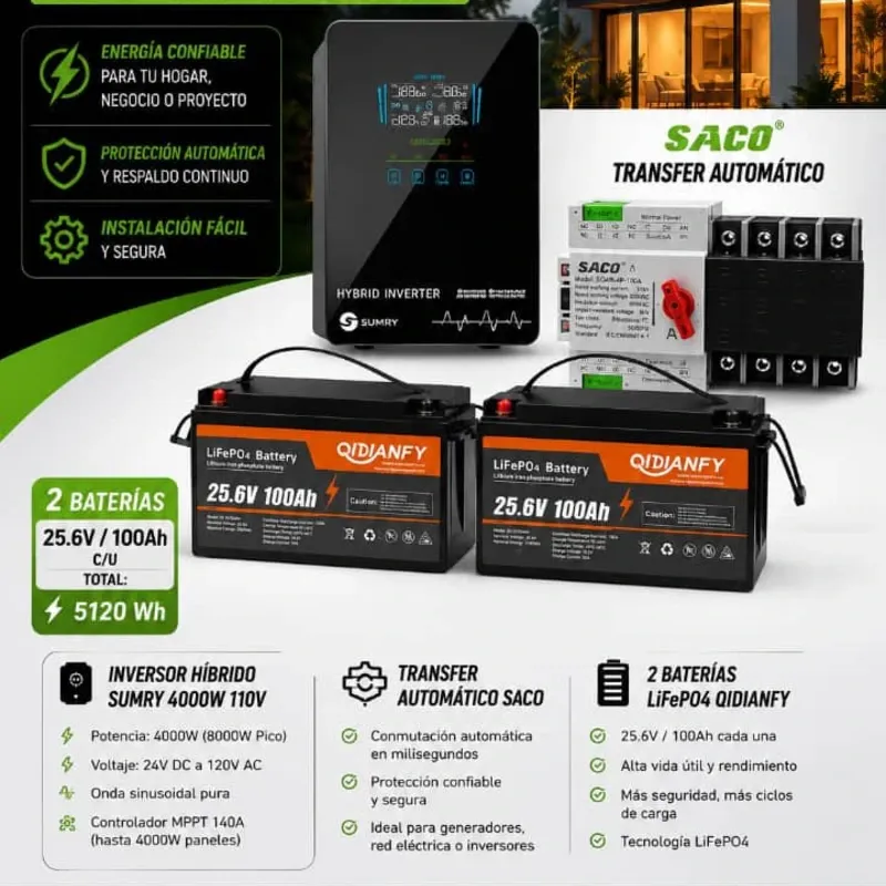 Inversor SUMRY 4kW + 2 Batería de 25.6V x 100Ah
