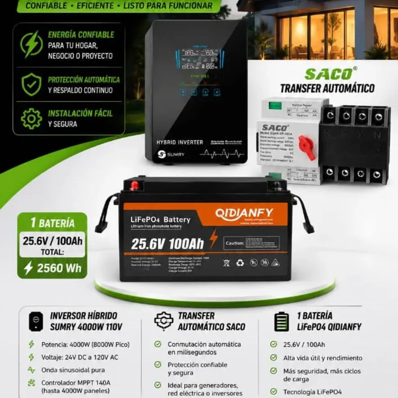 Inversor SUMRY 4kW + Batería de 25.6V x 100Ah