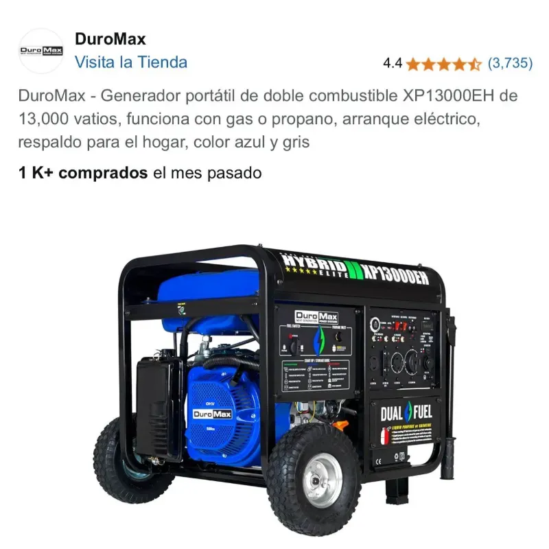 Planta eléctrica DuroMax de 13000 W