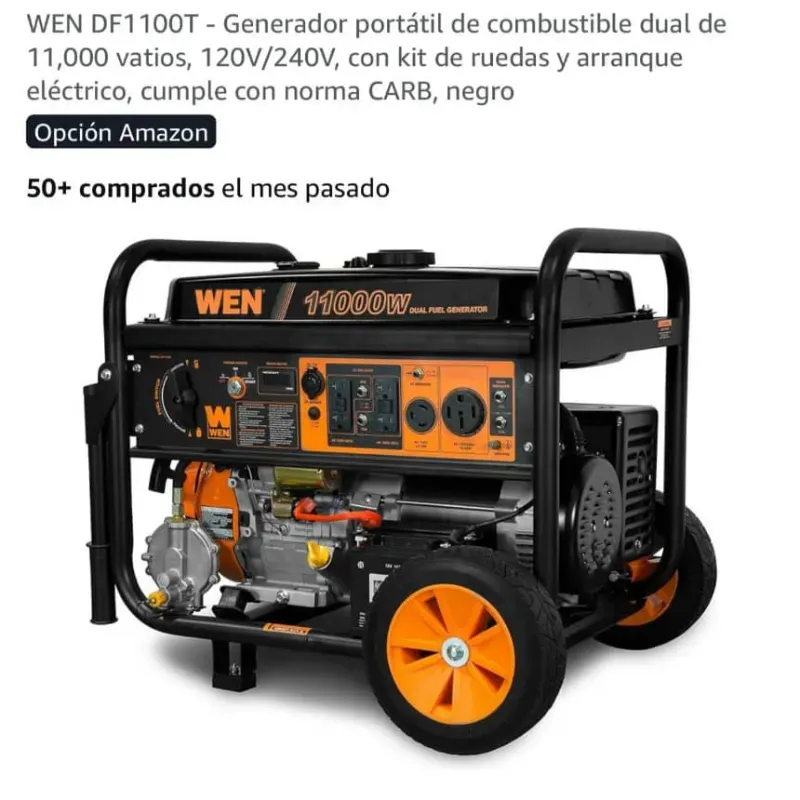 Planta eléctrica WEN 11000 W Dual Fuel 