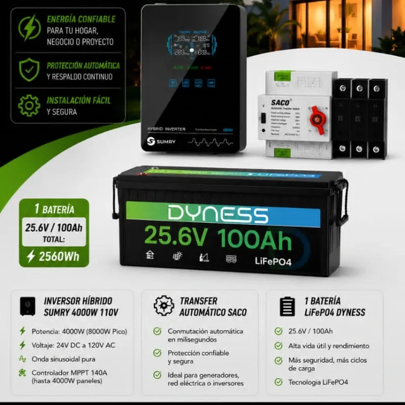 Sumry 4kW + 1x bat de 25.6V 100 Ah