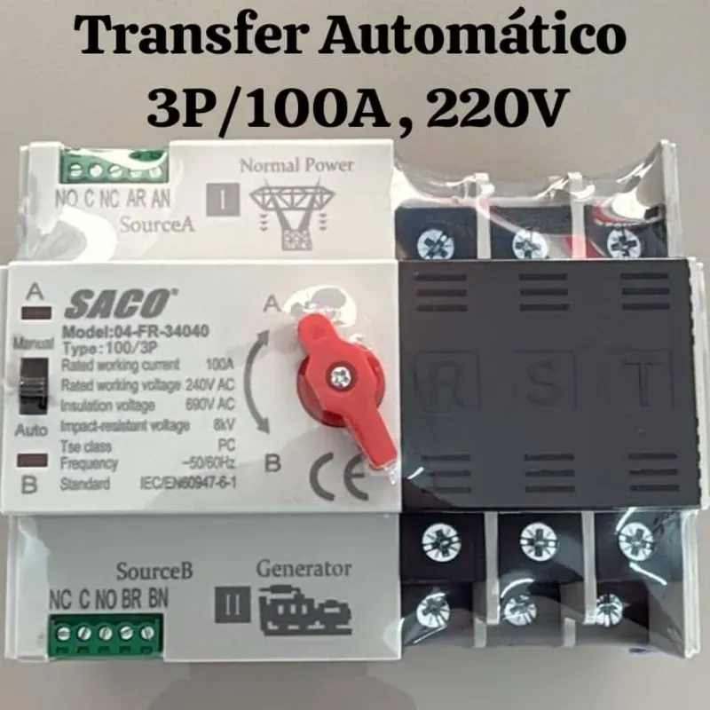 Transfer Automático de 3 Polos 100A, 220V