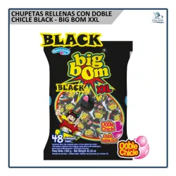 Chupetas con Doble Chicle Black - Big Bom XXL (48u)