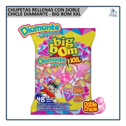 Chupetas con Doble Chicle Diamante - Big Bom XXL (48u)