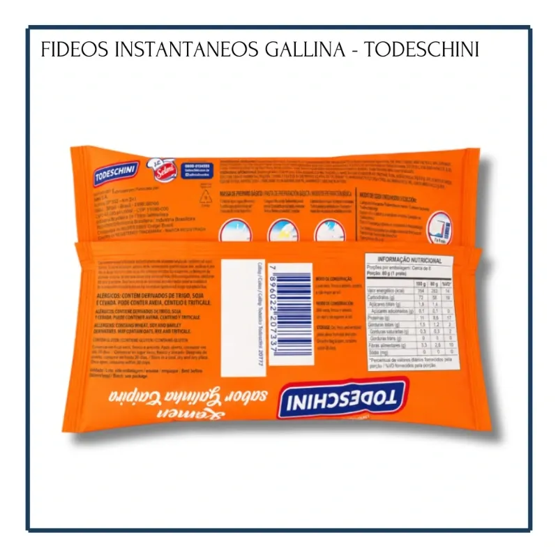 Fideos Instantáneos Sabor Gallina Campesina - Todeschini (85g)