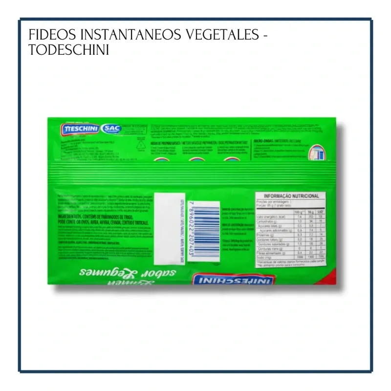 Fideos Instantáneos Sabor Vegetales - Todeschini (85g)
