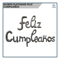 Globos Plateados Feliz Cumpleaños 