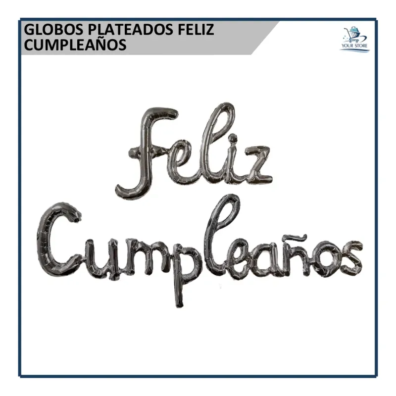 Globos Plateados Feliz Cumpleaños 