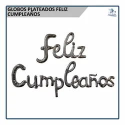 Globos Plateados Feliz Cumpleaños 