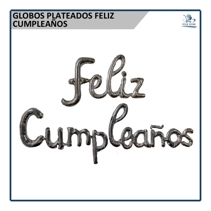 Globos Plateados Feliz Cumpleaños 