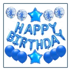 Set de Globos - Happy Birthday Azul (25Pzas)