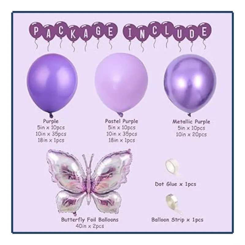 Set de Globos - Mariposa Morada (126Pzas)