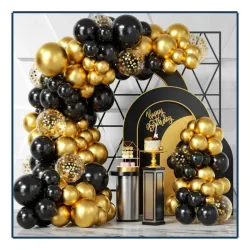 Set de Globos - Negro/Dorado (107Pzas)