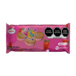 Galleta sabor vainilla con relleno sabor fresa Vai Vai Molsa 
